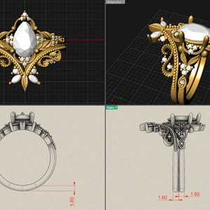 1 ct Custom IG Lab Diamond Pear Rings Set.  Reserved for Saad. 14k yellow solid gold. Payment # 2.