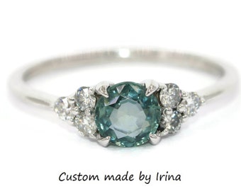 Custom Made Ocean Blue Montana Sapphire Ring by Irina