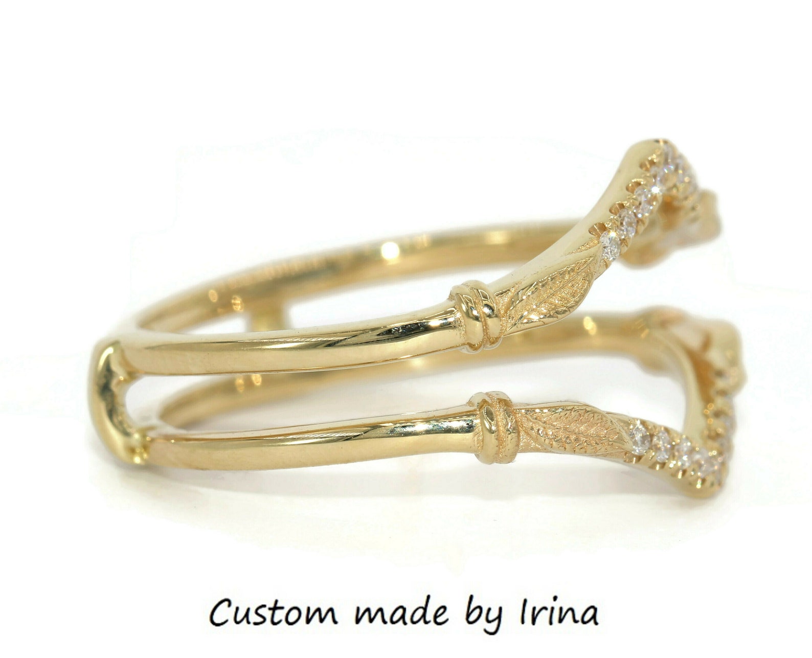 Ring Guard Ring Jacket Custom Made Leaf Wedding Ring Guard Etsy