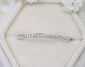 Wave Custom Made Dainty Natural Diamonds Wedding Ring
