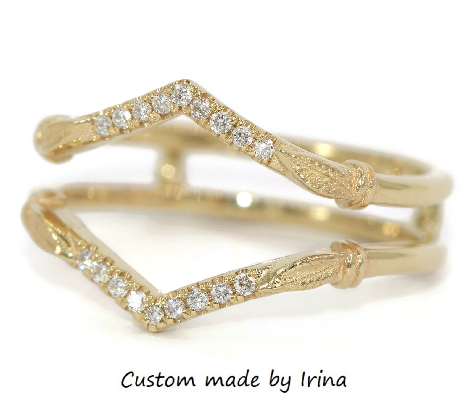 Ring Guard Ring Jacket Custom Made Leaf Wedding Ring Guard Etsy