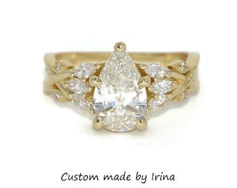2 carat IGI Certified Pear Lab Diamond Engagement Ring