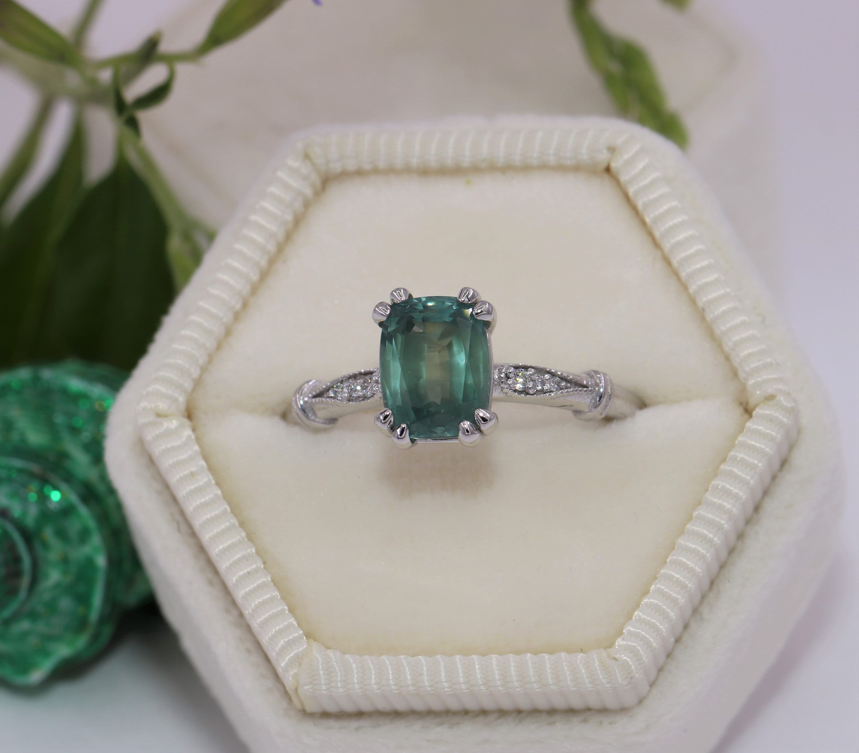 Unheated Montana Sapphire Engagement Ring Custom Made Natural | Etsy