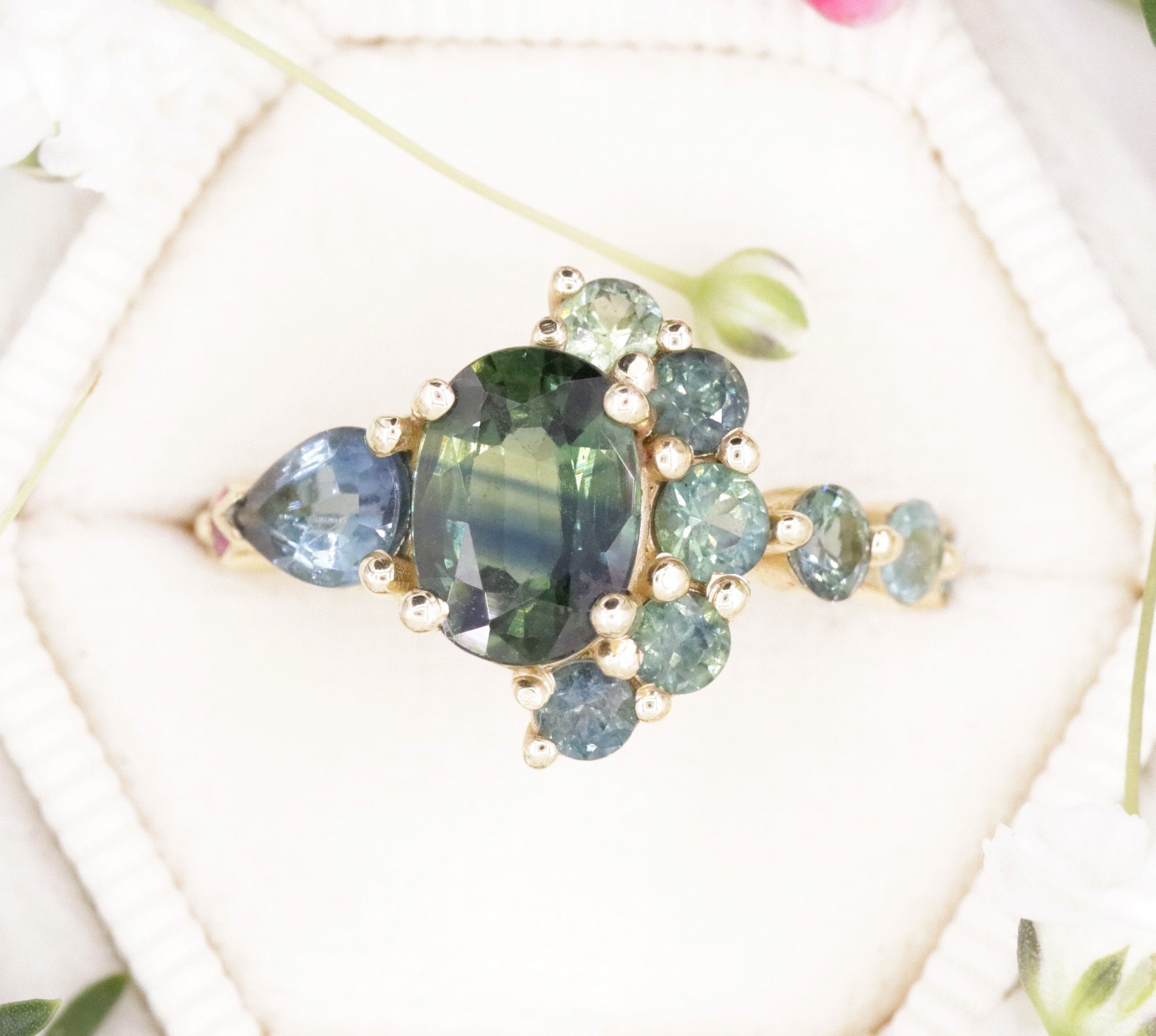 Luxury Indicolite Tourmaline Engagement Ring W/ Genuine Diamonds, 8K or 14K  Solid Gold, Dainty Classic Jewelry, Unheated Gemstone, CZ Option - Etsy