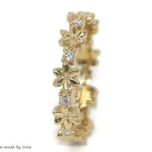 Custom Made Flower Diamond Eternity Ring