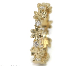 Custom Made Flower Diamond Eternity Ring