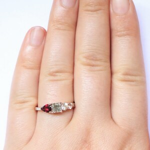 Linear Ombre Cluster Ring, One Of A Kind Asymmetric Engagement Ring by Irina