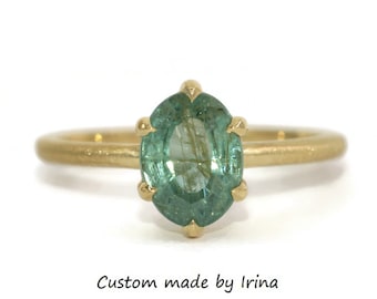 Satin Finish Solitaire Ring 14k solid gold Setting Only