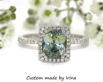 Custom Made Natural Diamond Halo Engagement Ring 14k Solid Gold SETTING ONLY