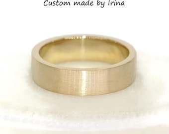 6 mm Wide Eternity Band Satin Finish 14k Solid Gold Custom Made