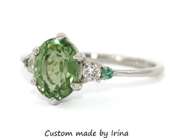 Custom Made 5 Stone SETTING ONLY with Moissanite and Natural Alexandrite Stone