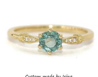 Vintage Style Inspired Pastel Montana Sapphire Ring