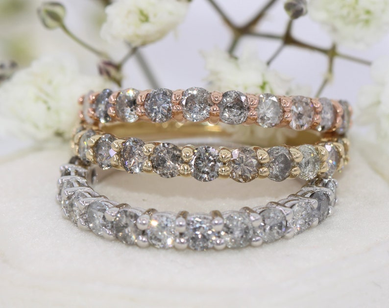 Stackable Grey Salt and Pepper Diamond Half Eternity Ring Etsy