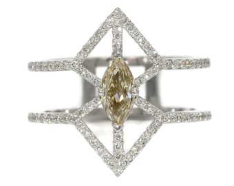 Custom-Made Geometric Natural Diamond Engagement Ring