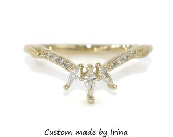 3 Kite Natural Diamonds Sunburst Flair Wedding Band Custom Made