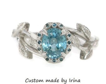 2 carat GIA Certified Teal Blue Unheated Natural Montana Sapphire Engagement Ring