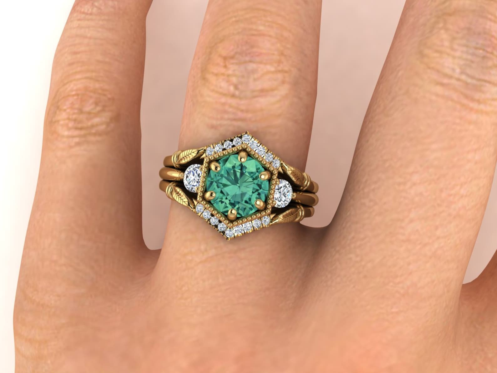 Ring Guard Ring Jacket Custom Made Leaf Wedding Ring Guard Etsy