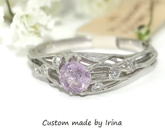 Twig Rustic Ring, Pink Sapphire Unique Nature Inspired Ring, Ethereal Organic Ring, Ready To Ship