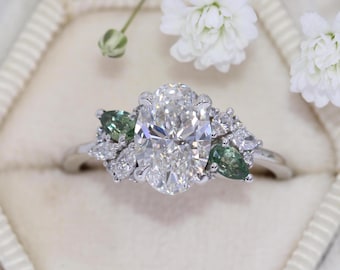 2 carat IGI Certified Oval Lab Diamond Cluster Engagement Ring