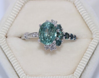 Custom Made Cluster Crescent One Of A Kind  Engagement Ring, SETTING ONLY