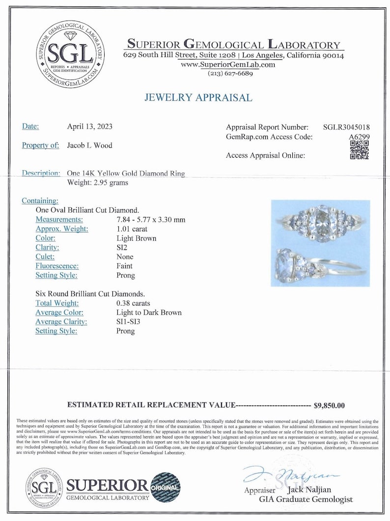 Appraisal Certificate From a GIA Certified Gemologist Etsy