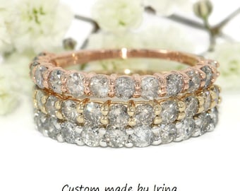 Stackable Grey Salt and Pepper Natural Diamonds Half Eternity Ring