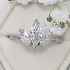3 Stone Marquise IGI Certified 1.3 carat Lab Diamond Engagement Ring