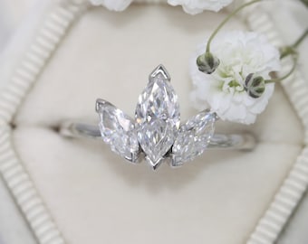3 Stone Marquise IGI Certified 1.3 carat Lab Diamond Engagement Ring