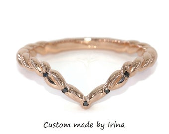 Flair Chevron Twist Rope Black Diamond Ring Custom Made