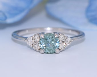 Custom Made Ocean Blue Natural Montana Sapphire Engagement Ring by Irina