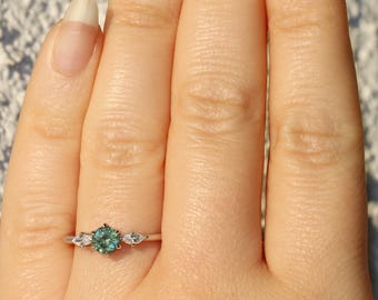 Custom Made 3 Stone Natural Unheated Montana Sapphire Ring