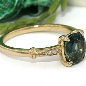 Edwardian Style Inspired Blue Green Mermaid Sapphire Ring