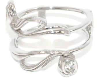 Wedding Diamond Ring Guard, Vintage style scroll filigree pattern ring jacket, engagement ring guard