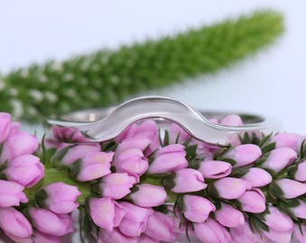 Custom Made Curved U shape 14k Solid Gold Wedding Band