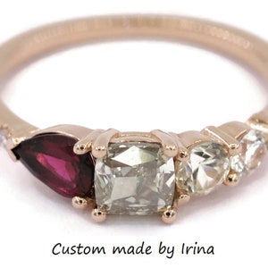 One Of A Kind Gray Diamond Ombre Cluster  Engagement Ring by Irina