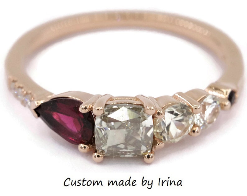 One Of A Kind Gray Diamond Ombre Cluster  Engagement Ring by Irina