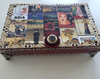Caja de puros modificada para amantes de la ópera Caja de joyas Caja de recuerdos Caja de recuerdos Caja decorativa Caja de almacenamiento