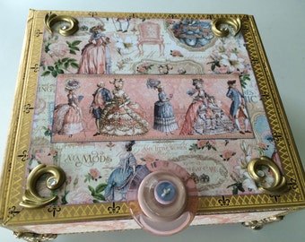 Victorian Splendor Memory & Keepsake Box Decorative Box Embellished Box Altered Cigar Box