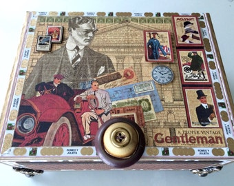 Caja decorativa masculina para recuerdos de deportistas, caja para joyas, caja decorativa, caja de almacenamiento, caja para puros modificada