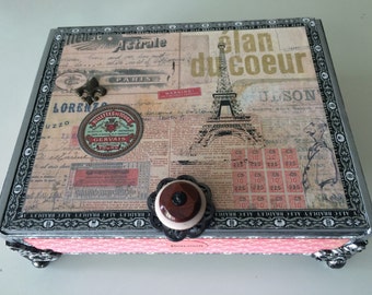 Caja de recuerdos de viaje a París: joyero de recuerdo francés