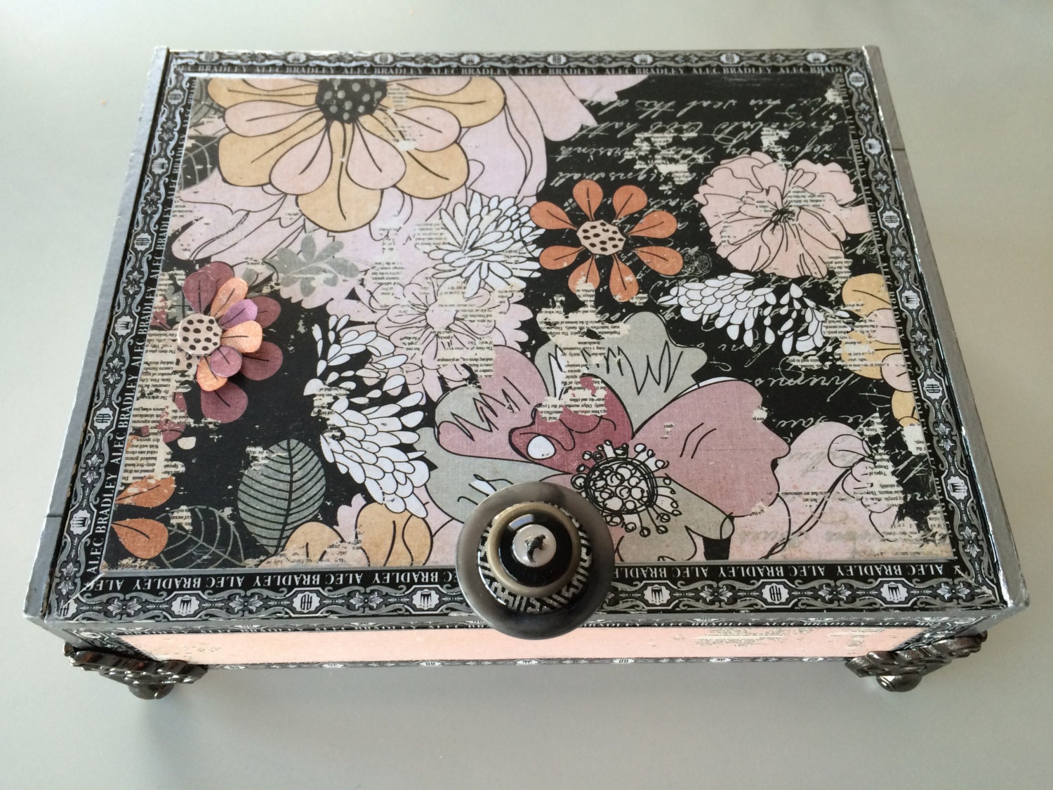 Flowers Galore Keepsake Box Jewelery Box Decorative Box Altered