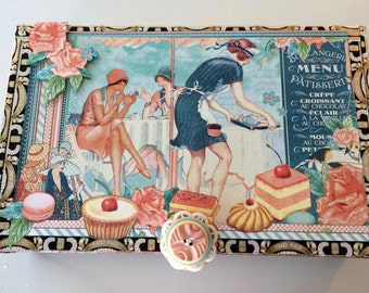 Boulangerie/Patisserie Menu Box Memory Box Jewelery Box Keepsake Box Altered Cigar Box Bakers Box Storage Box