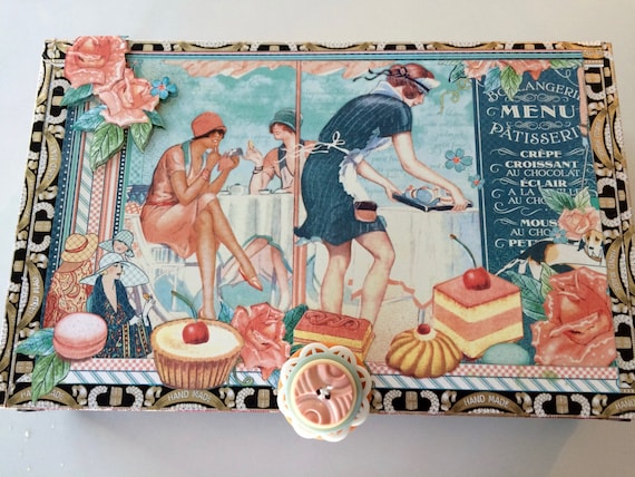Boulangerie/Patisserie Menu Box Memory Box Jewelery Box Keepsake Box Altered Cigar Box Bakers Box Storage Box