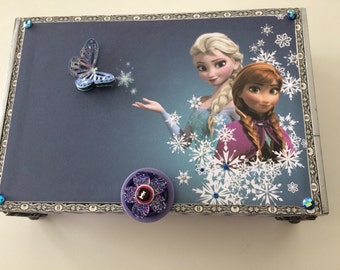 Frozen Memory Box Frozen Jewelery Box Frozen Keepsake Box Frozen One Of A Kind Boxes Frozen Embellished Box Frozen Decorative  Decorative