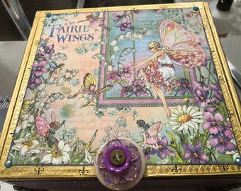 Fairie Dust /Decoritive Box Jewelery Box Memory Box  Little Girls Box Fairies Gratitude Box