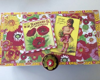 Caja de recuerdos con flores de margaritas rojas Caja de agradecimiento Caja adornada Caja de flores Caja de joyas Caja de recuerdos Caja de puros modificada Caja de almacenamiento Caja floral