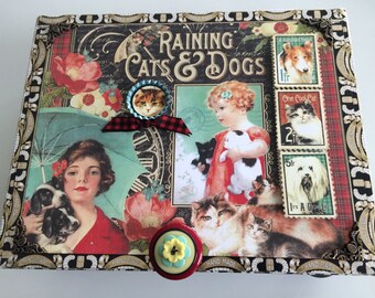 Caja para amantes de las mascotas DOG & CAT Caja de recuerdos Caja de joyas