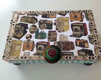 Caja de recuerdos con foto de MoJo Caja de joyas Caja de almacenamiento decorativa Caja de puros modificada