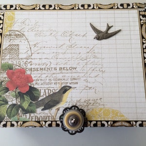 For The Birds  Altered cigar Keepsake Box Jewelery Embellished Decorated Storage Box