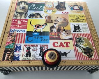 Kitty Cat Decorative Memory Box: One-of-a-Kind Jewelry Storage